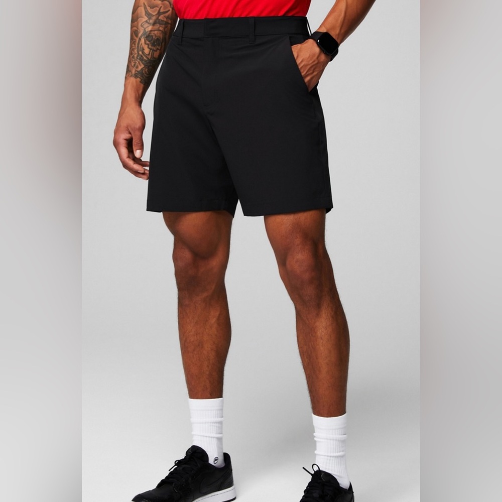 Mens Fabletics The Only Shorts Casual Chino Tech 8” Inseam - Black Size 32